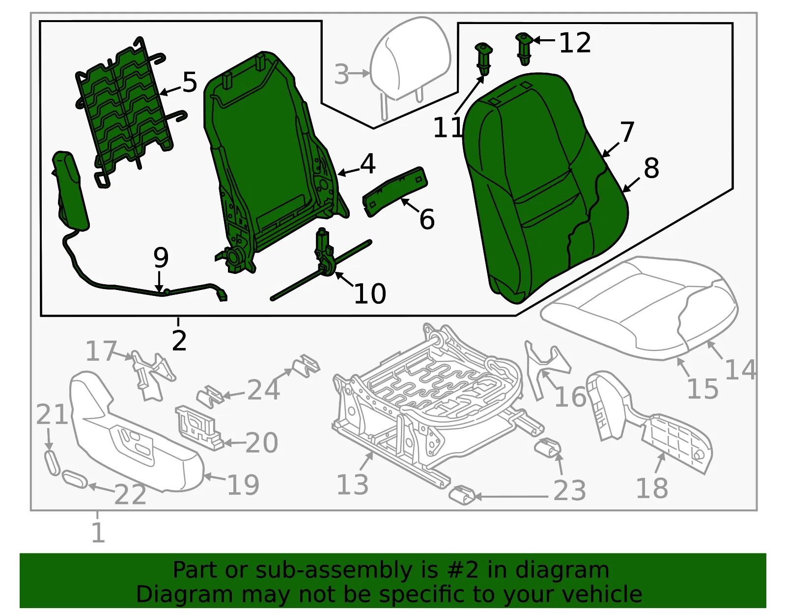 Seat Back Assembly - Mazda (tk8188130b15) - view 2