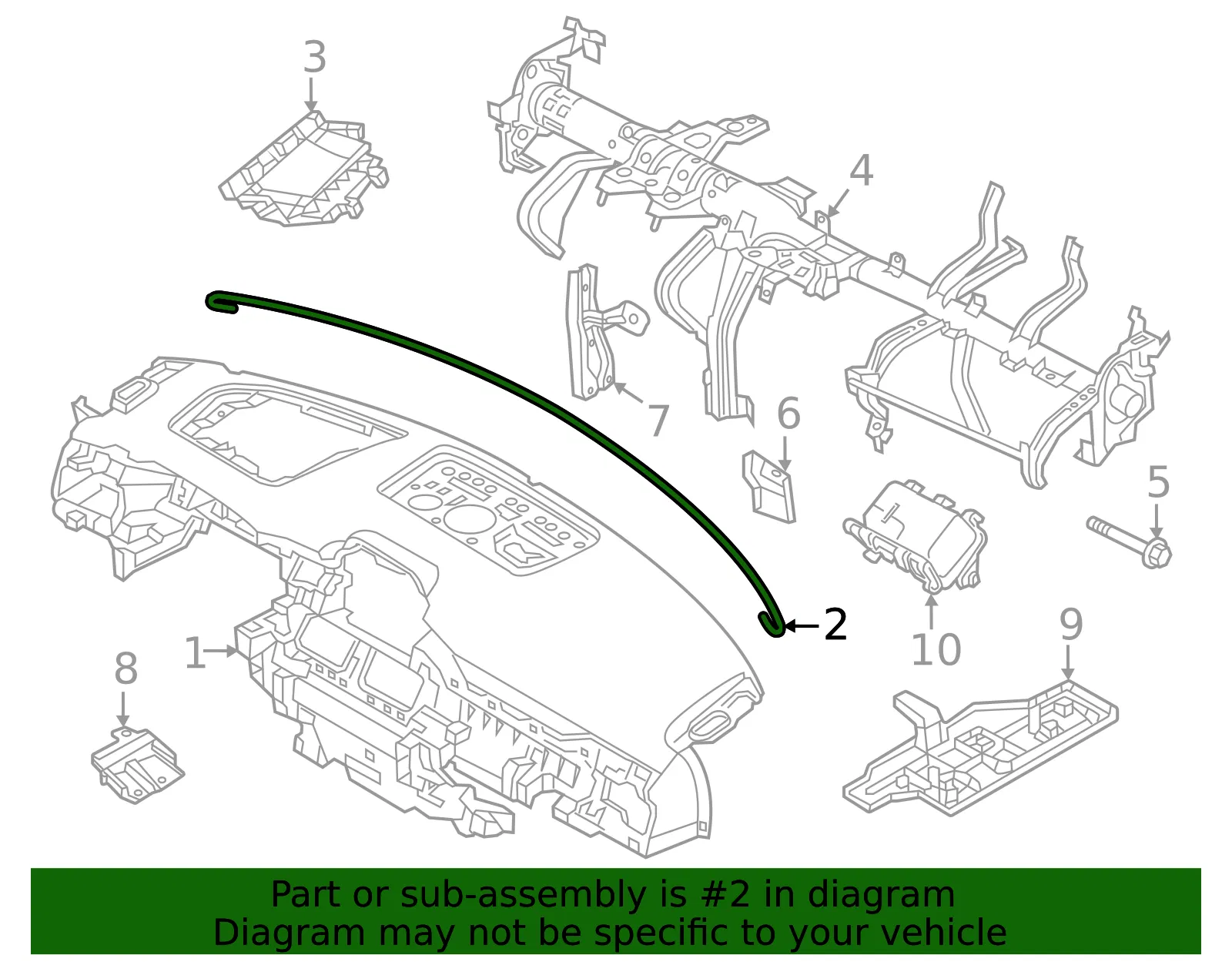 Instrument Panel Cushion - Mazda (va4055161a) - view 2