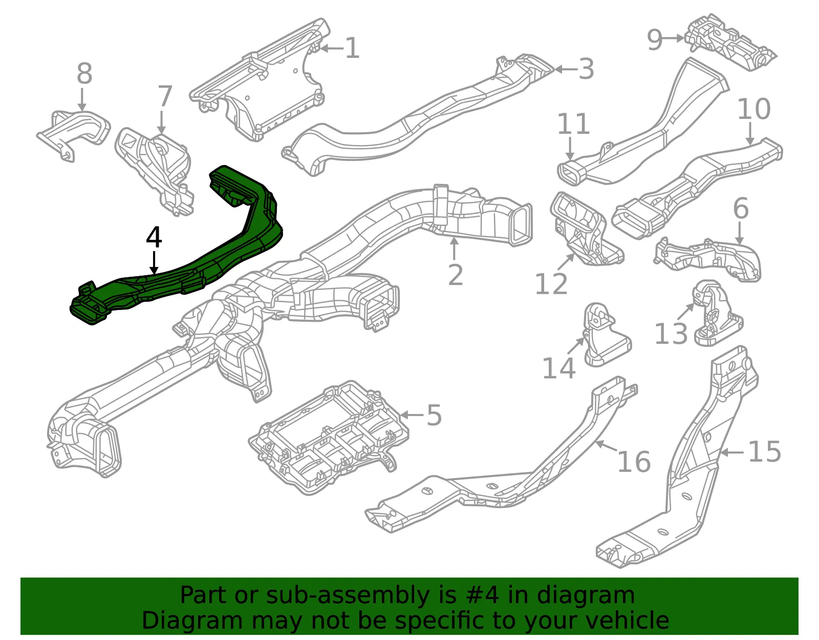 Instrument Panel Air Duct - Mazda (va4060190a) - view 2