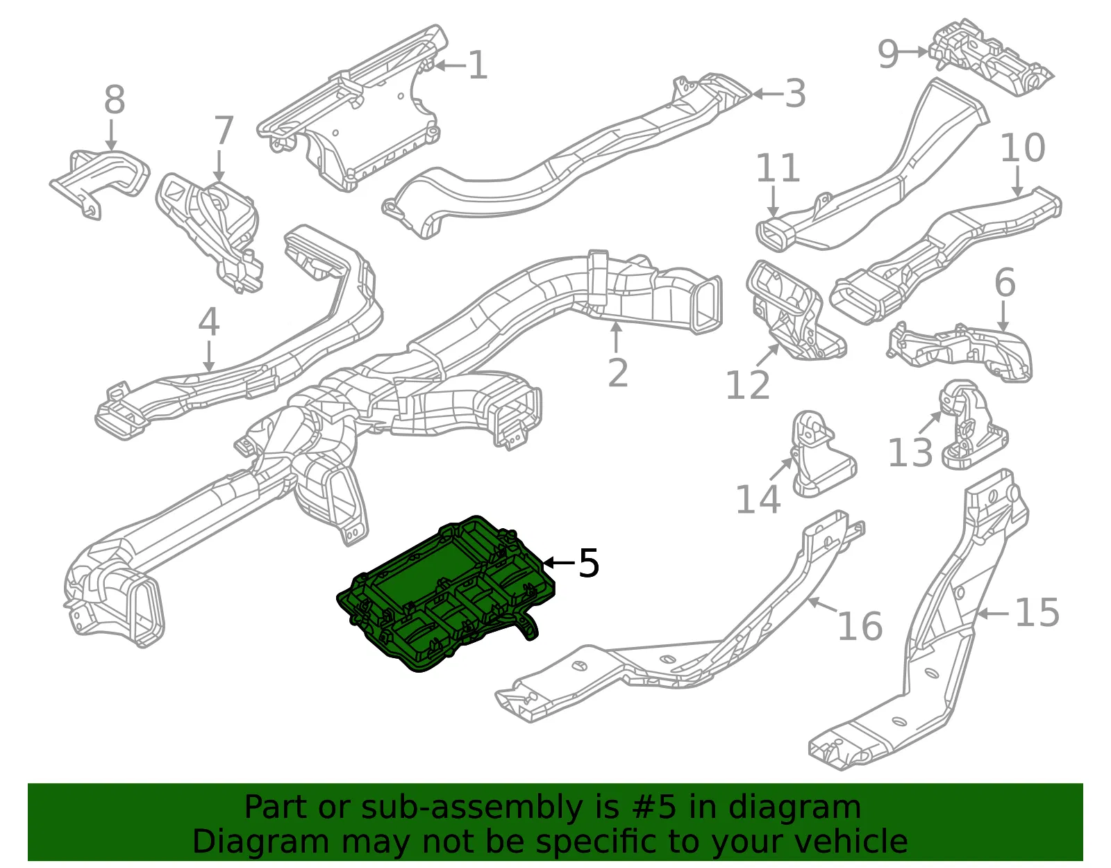 Instrument Panel Air Duct - Mazda (va4064861a) - view 2