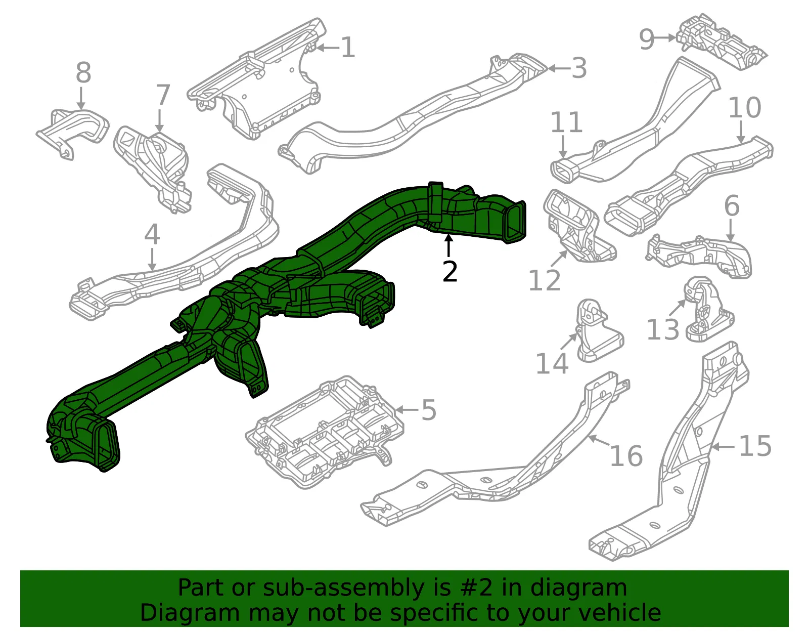 Instrument Panel Air Duct - Mazda (va406494ya) - view 2