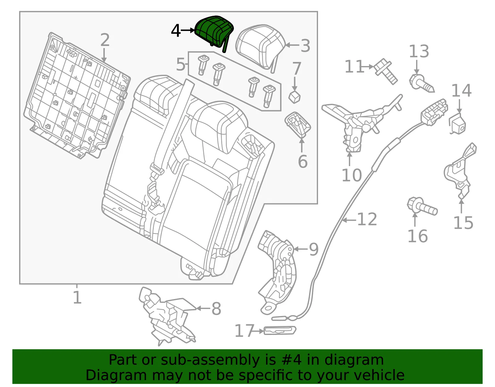 Headrest, Center - Mazda (va43883402b) - view 2