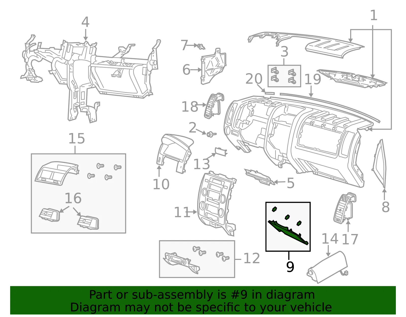 Instrument Panel Knee Bolster - Mazda (zzc06428005) - view 2